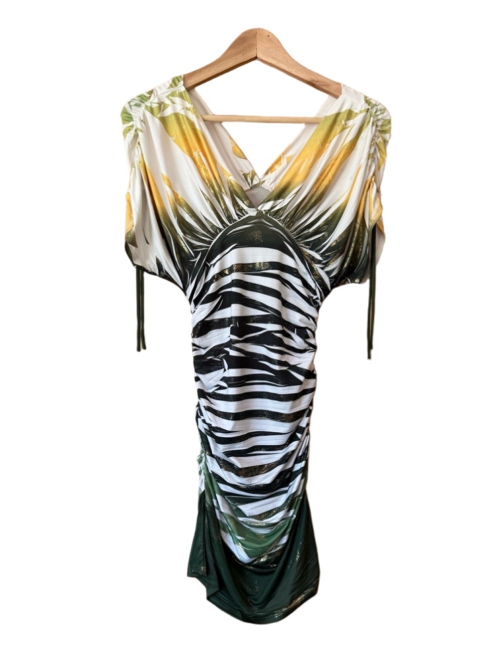 Vintage Body Central abstract zebra print on or off shoulder dress size medium